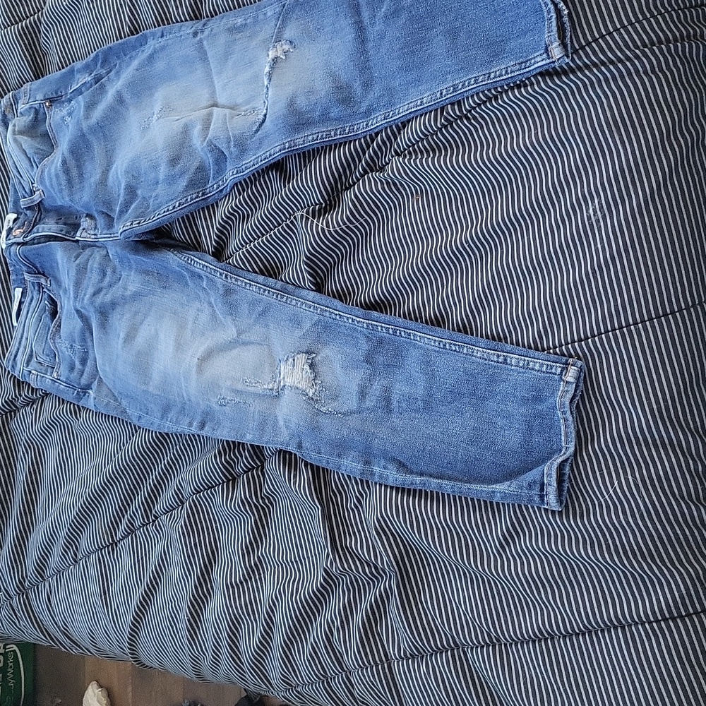 Womens Blue Distressed Jeans